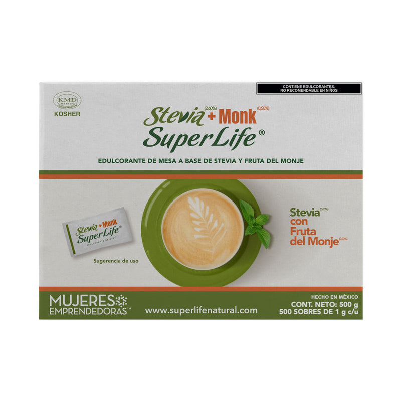 Stevia Super Life con Fruta del monje caja con 500 sobres