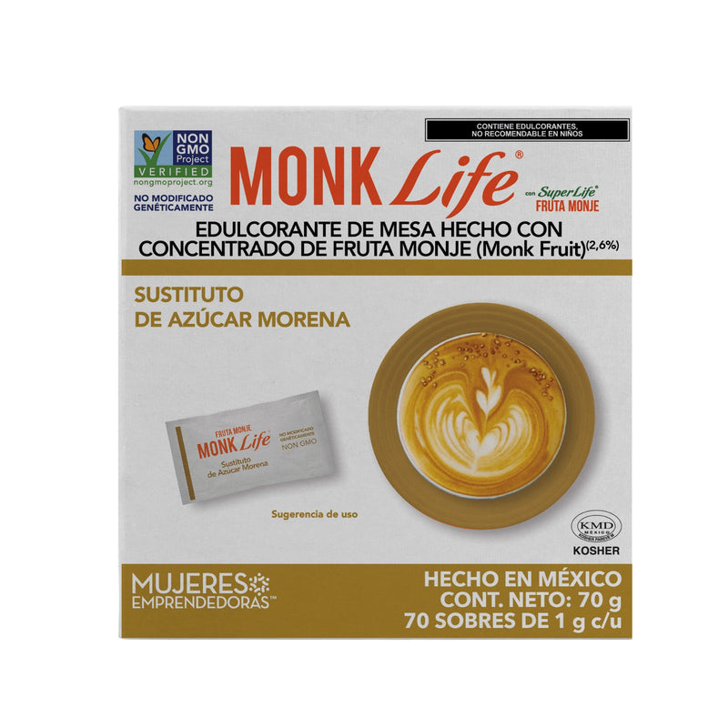 Monk Life® Sustituto de azúcar morena 70, 700 y 2000 sobres